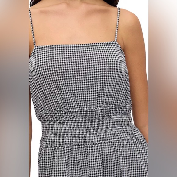 Vero Moda Tilly Calf Checked Smocked waist Gingham Dress XS Adjustable Straps - Picture 2 of 11